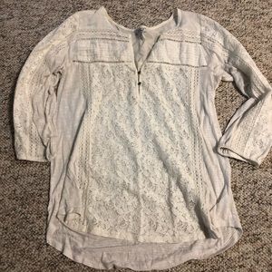 Lucky brand lace 3/4 sleeve top